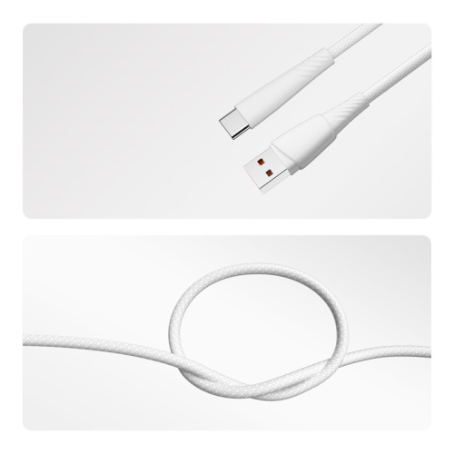 картинка Кабель USB-A – Type-C,  5А,  100Вт,  1м,  в белой нейлоновой оплетке REXANT от магазина Сантехстрой
