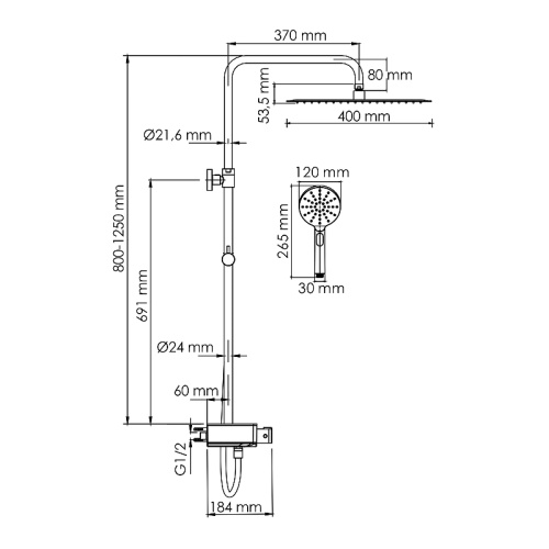 картинка Душевая система WasserKRAFT A113.119.127.CH Thermo с термостатом Хром Белая от магазина Сантехстрой