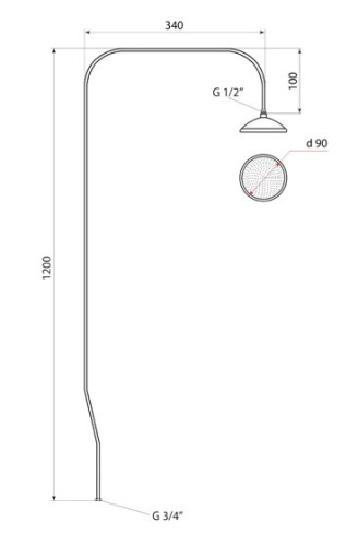 картинка Стойка для душа Славен металлическая, диаметр 90 мм., высота 1200 мм (СЛ-ЗП-047) от магазина Сантехстрой