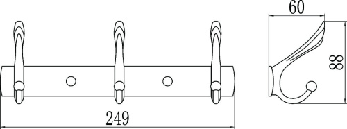 картинка Планка с крючками (3 крючка) Savol (S-00113B) от магазина Сантехстрой