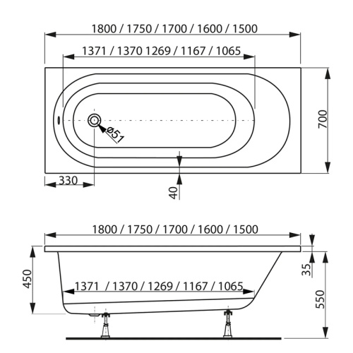 картинка Ванна акриловая VAGNERPLAST KASANDRA прямоугольная, 180х70 см, белая (VPBA187KAS2X-04) от магазина Сантехстрой