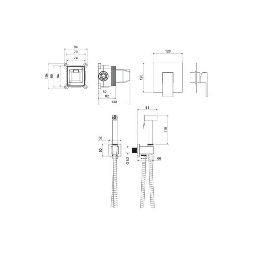 картинка Набор с гигиеническим душем (смеситель + гигиеническая лейка + шланг + шланговое подсоединение с держателем) AQUATEK ЛИБРА, матовый черный AQ1619MB от магазина Сантехстрой