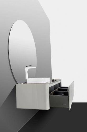 картинка Комплект мебели для ванной Black&White Universe 9151600 подвесной Серый Белый от магазина Сантехстрой