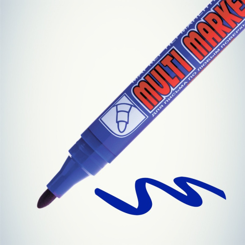 картинка Маркер перманентный Multi Marker 3мм,  синий,  пулевидный Crown от магазина Сантехстрой