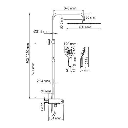 картинка Душевая система WasserKRAFT A113.119.101.CH Thermo с термостатом Хром Белая от магазина Сантехстрой