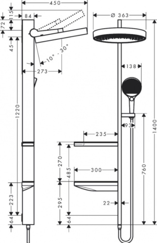 картинка Душевая система Hansgrohe Rainfinity Showerpipe 26842000 Хром от магазина Сантехстрой