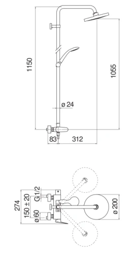 картинка Термостатическая душевая система Nobili Blues BS101130/30CR Chrome от магазина Сантехстрой