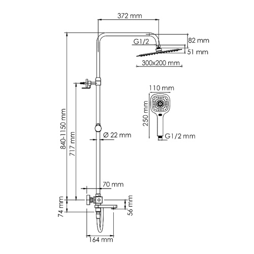 картинка Душевая система WasserKRAFT A199.069.065.087.CH Thermo с термостатом Хром от магазина Сантехстрой