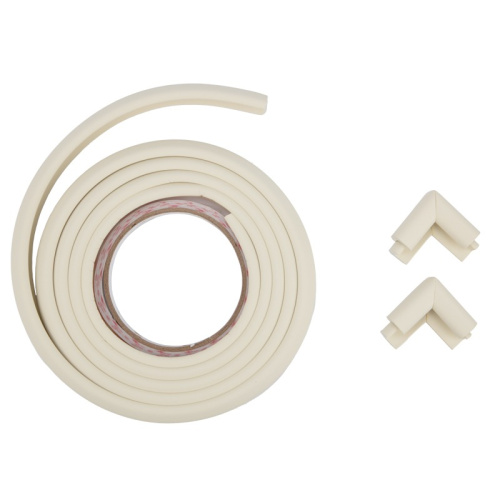 картинка Набор: тонкая мягкая универсальная лента для крепления на острые края (NBR, 14*4*2000 мм) + 4 мягкие насадки-протектора "уголки",  цвет: белый от магазина Сантехстрой