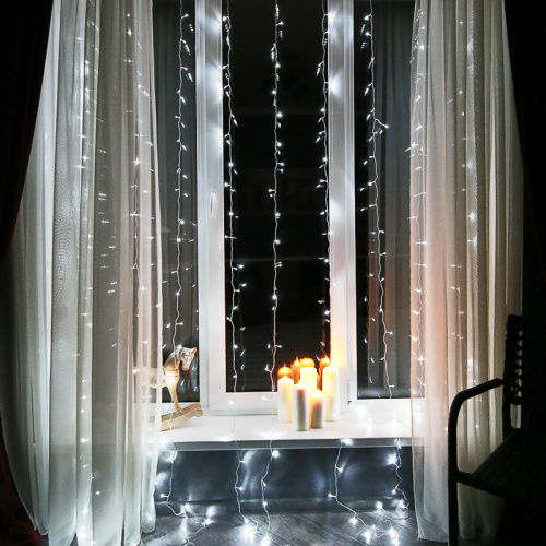 картинка Гирлянда Светодиодный Дождь 3х2 м,  свечение с динамикой,  прозрачный провод,  230 В,  цвет белый,  IP20 от магазина Сантехстрой