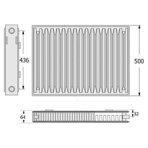 картинка Kermi FKO 12 500x1000 панельный радиатор с боковым подключением от магазина Сантехстрой