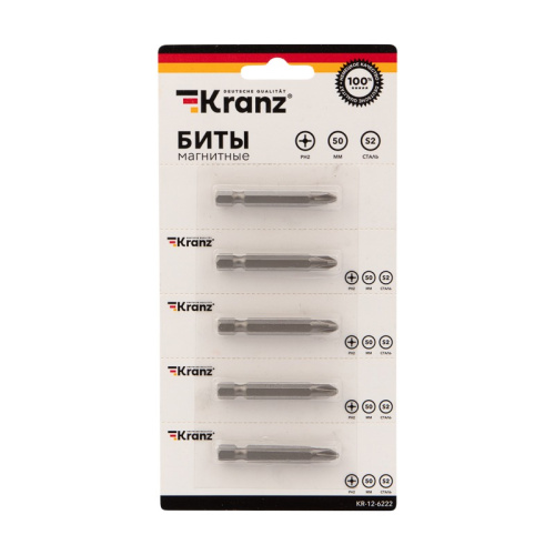 картинка Бита PH 2x50 мм для шуруповерта сталь S2 5 шт.  (лента) Kranz от магазина Сантехстрой