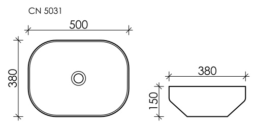 картинка CN5031 Умывальник чаша накладная прямоугольная Element 500*380*150мм от магазина Сантехстрой