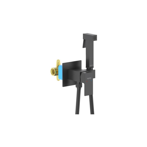 картинка Комплект для гигиенического душа встроенный (смеситель + гигиеническая лейка + шланг) AQUATEK ЛИБРА, матовый черный AQ1022MB от магазина Сантехстрой