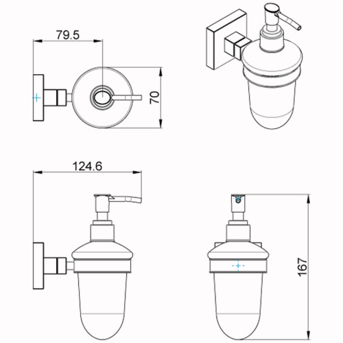 картинка Дозатор жидкого мыла AZARIO RINA 200 мл. подвесной, стеклянный, хром (AZ-87012) от магазина Сантехстрой