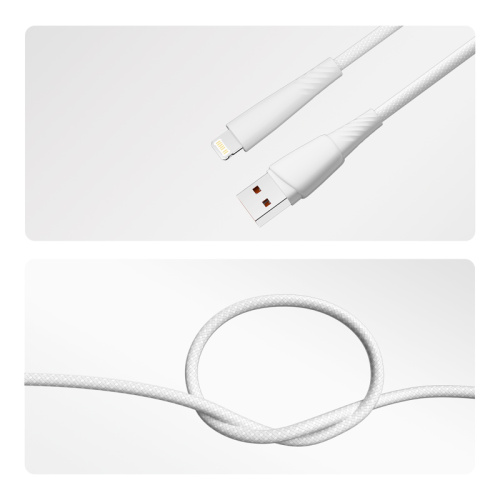 картинка Кабель USB-A – Lightning для Apple,  2,4А,  1м,  в белой нейлоновой оплетке REXANT от магазина Сантехстрой