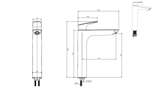 картинка AQ1004CR ВЕГА смеситель для раковины высокий 227 без донного клапана от магазина Сантехстрой