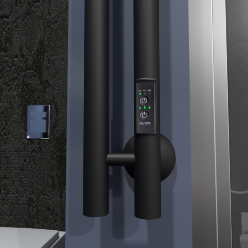 картинка Полотенцесушитель электрический INARO 120х6 прав, скр.монт, черн мат(RAL 9005), 4КР, кабель (Ferrum) от магазина Сантехстрой