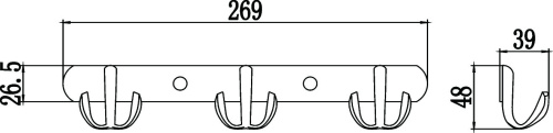 картинка Планка с крючками (3 крючка) Savol (S-07203B) от магазина Сантехстрой