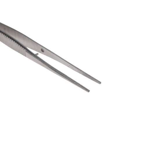 картинка Пинцет прямой,  узкий,  фиксатор,  рифленый 100мм ПРОФИ от магазина Сантехстрой