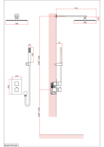 картинка Душевая система для душа DK встраиваемая термостатический матовый белый Bayern.Liszt (DA2515708A04) от магазина Сантехстрой