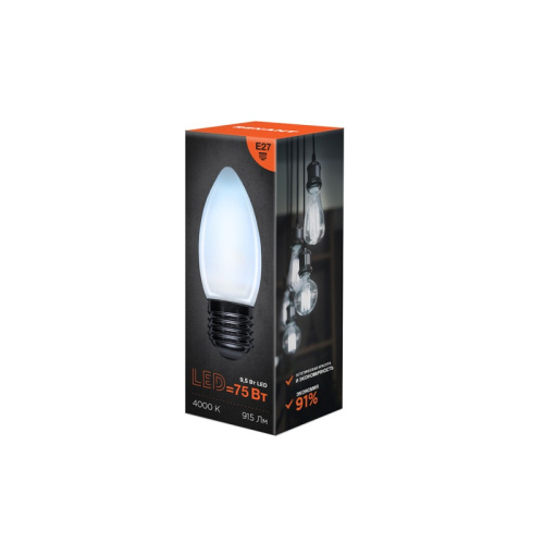 картинка Лампа филаментная Свеча CN35 9,5Вт 915Лм 4000K E27 матовая колба REXANT от магазина Сантехстрой