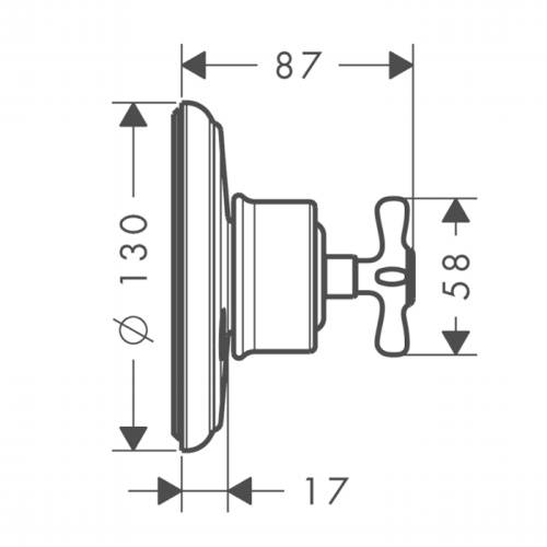 картинка ax montreux встраиваемый запорный/переключающий вентиль trio/quattro , ¾ (внешняя часть), цвет: хром