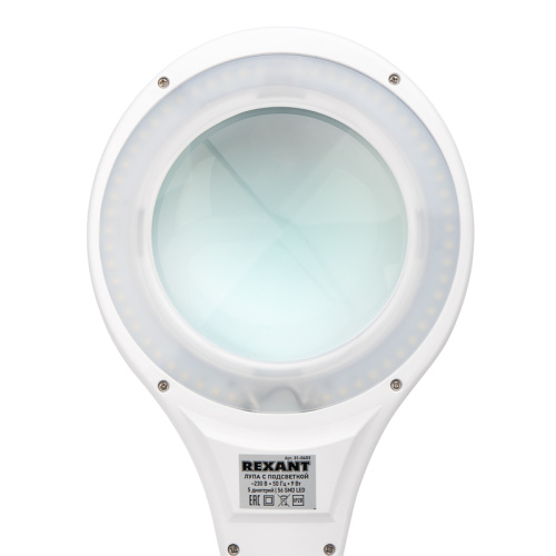 картинка Лупа на струбцине круглая 5D с подсветкой 56 SMD LED,  ø127мм,  белая REXANT от магазина Сантехстрой